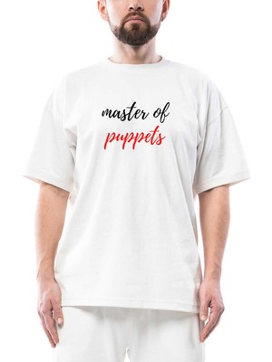 Metallica Master Of Puppets Text Oversize Beyaz Tişört