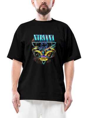 Nirvana Poster Oversize Siyah Tişört