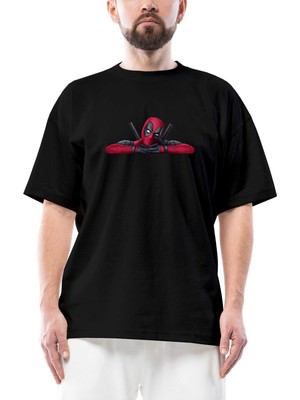 Deadpool Comics Oversize Siyah Tişört