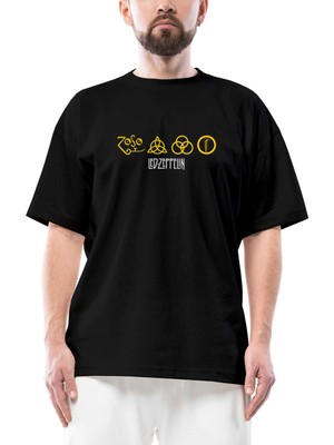 LED Zeppelin Zoso Yellow Oversize Siyah Tişört