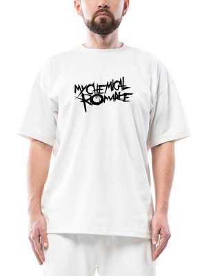 My Chemical Romance Logo Symbol Oversize Beyaz Tişört