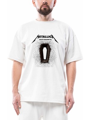 Metallica Death Magnetic Albums Beyaz Oversize Tişört