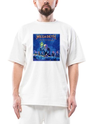 Megadeth Rust In Peace Oversize Beyaz Tişört