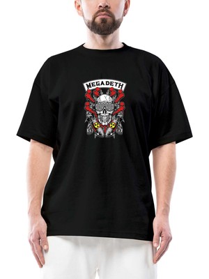 Megadeth Skull And Chemical Bomb Siyah Oversize Tişört