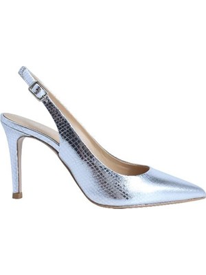 Poletto Hakiki Deri Gumus Ayakkabı Stiletto 4924 116 V1