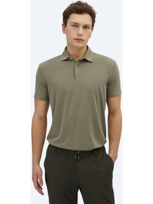Kip Haki Düz Polo Yaka T-Shirt