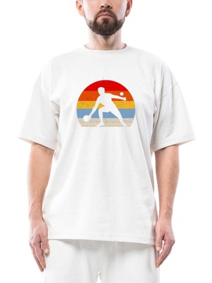 Ping Pong Life Is A Ball Oversize Beyaz Tişört