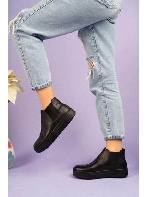 İnyola Shoes Siyah - 2056 Kadın Hakiki Deri Sneakers