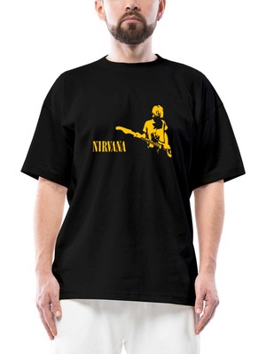 Nirvana Kurt Cobain Oversize Siyah Tişört