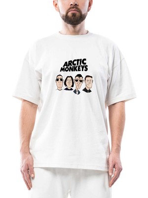 Arctic Monkeys Band Oversize Beyaz Tişört