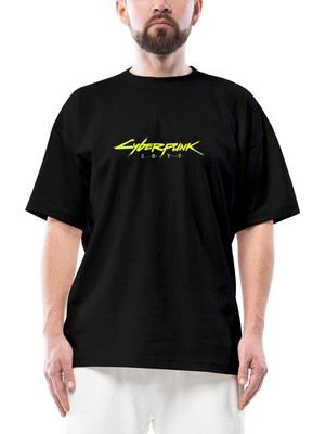 Cyberpunk 2077 Logo Oversize Siyah Tişört