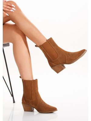 Kadın Hakiki Süet Deri Western Bot Sugero 5103