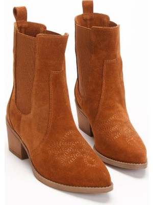 Kadın Hakiki Süet Deri Western Bot Sugero 5103