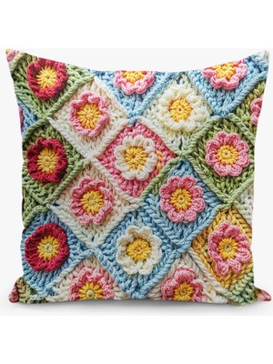 Çift Taraflı Dijital Baskı Kırlent Kılıfı Örgü Desenli