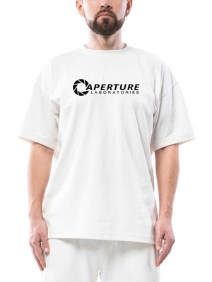 Portal Aperture Oversize Beyaz Tişört
