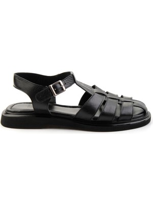 Siyah Leather Kadın Sandalet K05359032303