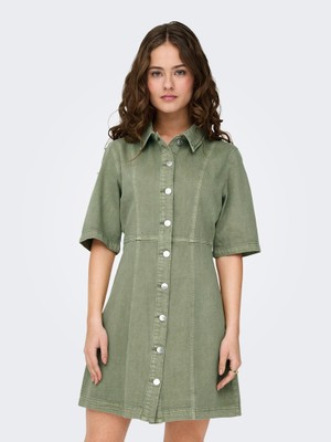 Only Kadın 100% Pamuk Düğmeli Kısa Elbise - 15338780