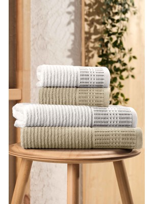 4lü Havlu Seti Karaca Premium 50X85CM+90X160CM Bej-Krem