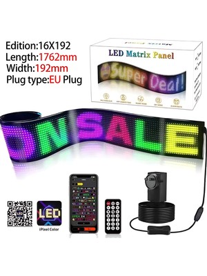 16X192 Matrix LED Panel Cama Yapışan Telefon Kontrollü LED Lamba