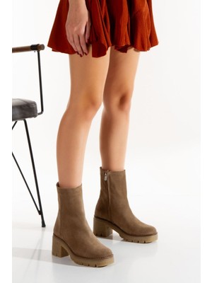 İnyola Shoes Kadın Hakiki Süet Deri Fermuarlı Bot 5090