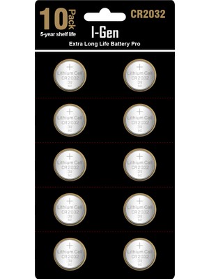I-Gen Batteries I-Gen CR2032 Pil 10'lu Paket Tartı, Baskül, Şeker Ölçüm Cihazı Pili Lityum Düğme Pil 3V 2032
