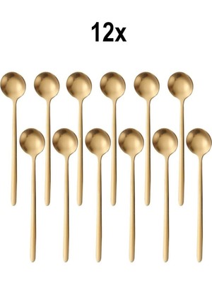 12 Adet Çelik Gold 15 cm Fincan Latte Kahve Karıştırma Kaşığı MT161SR-12