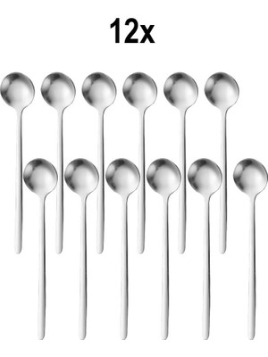 12 Adet Çelik 15 cm Fincan Latte Kahve Karıştırma Kaşığı MT161BY-12