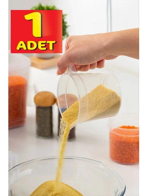 400 ml Kulplu Şeffaf Plastik Ölçek Kabı - Beher Ölçü Kabı - Çok Amaçlı Ölçek ( 1 Adet )