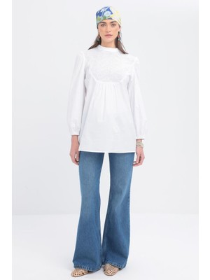 Allday Fisto Garnili Kolu Lastikli Poplin Tunik X50249A0