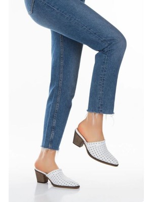 Kadın Hakiki Deri Topuklu Terlik 6249