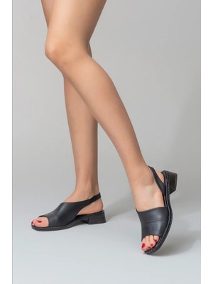 Kadın Cilt Hakiki Deri Lastikli Sandalet 6294