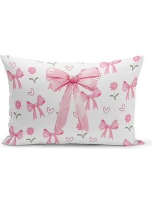 Fiyonklu Kiraz  Serisi Çift Tarafı Dijital Baskılı Kırlent Kılıfı (Cherry With Bow)