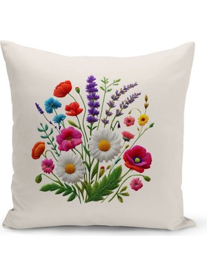 Flower Bahar Serisi Çift Tarafı Dijital Baskılı Kırlent Kılıfı (Spring)