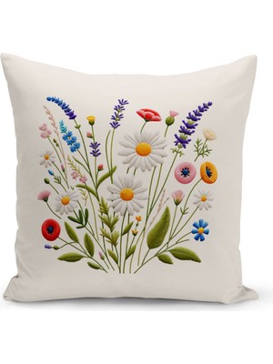 Flower Bahar Serisi Çift Tarafı Dijital Baskılı Kırlent Kılıfı (Spring)