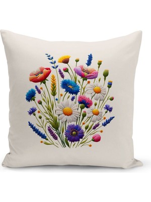 Flower Bahar Serisi Çift Tarafı Dijital Baskılı Kırlent Kılıfı (Spring)