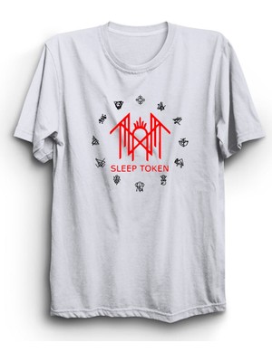 Sleep Token, Circle, Rock Metal Müzik Grubu Beyaz Unisex %100 Pamuk Tişört