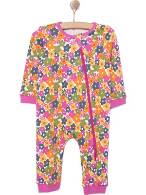 HelloBaby  Kız Çiçek Desenli Uzun Kol Fermuarlı Patiksiz Tulum