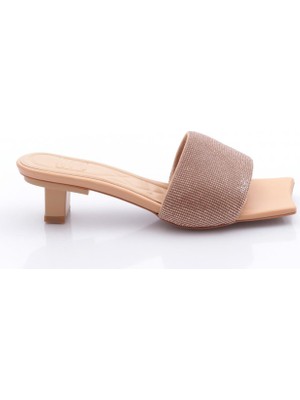 Dgn 8011 Kadin Silver Taşli Kisa Topuklu Terlik