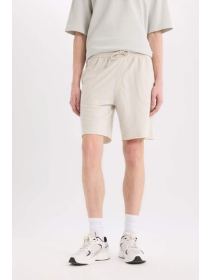 DeFacto %100 Pamuk Slim Fit Dar Kesim Dar Paça Cepli Basic Düz Şort B8673AX25SM
