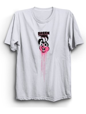 Green Day, Pink Paint, Rabbit, Rock Metal Müzik Grubu Unisex %100 Pamuk Tişört