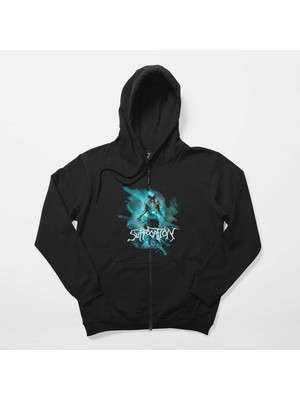 Suffacation Of The Dark Light Siyah Fermuarlı Kapşonlu Sweatshirt