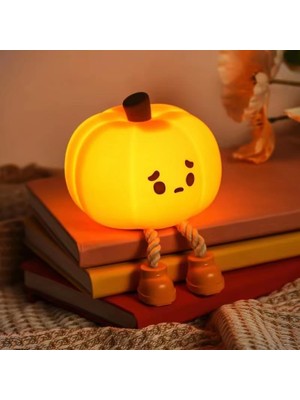 Mcreative Yumuşak Silikon Pumpkin Mini Gece Lambası Dekoratif Işık Derecesi Ayarlanabilir Yatak Odası Lambası Bal Kabağı Kitap Okuma Lambası Çocuk Odası 8cm x 9cm K-1165
