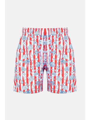 Nbb Kırmızı Beyaz Arthus Magenta Starfish Erkek Deniz Şortu