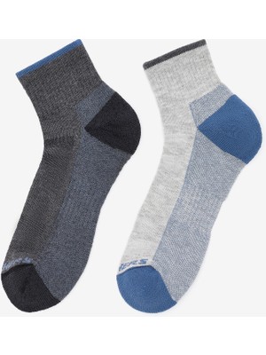 Skechers 1/2 Terry Trail Qtr Crew - 2'Li Paket Erkek Çorap Erkek Grey/Grey Çorap S118740-039