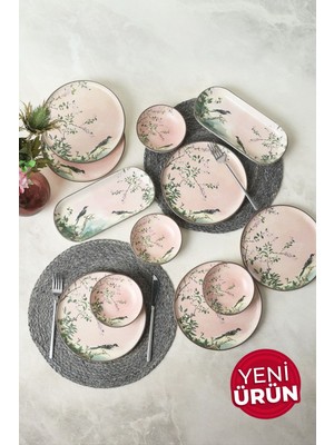 Keramika Pink Woods Kahvaltı Takımı 12 Parça 6 Kişilik 22639-41