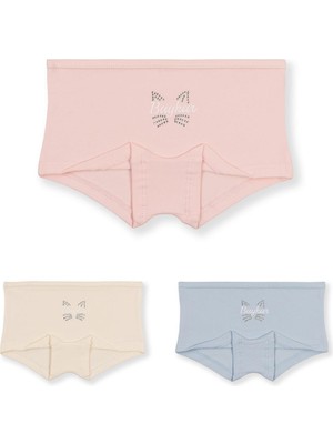 Kız Çocuk Pamuklu Renkli Baskılı Likralı Boxer 3'lü Paket  5892 Renkli