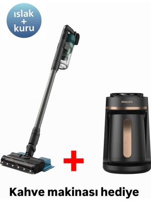 Philips XC6557/01 Cordless Vc Aqua Dikey Şarjlı Süpürge + Philips Series 5000 HDA150/60 Bakır Türk Kahve Makinesi Hediyeli
