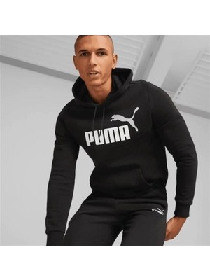 Puma Ess+ 2 Col - Erkek Siyah Pamuklu Kapüşonlu Sweatshirt - 586764 61