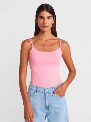 20901 Ince Askılı Poliamid Top-Pembe