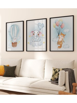 Ahşap Çerçeveli 3 Lü Çocuk Odası Tablo Home Ev Çocuk Odası Dekor Yatak Odası Fotoğraf Çerçevesi